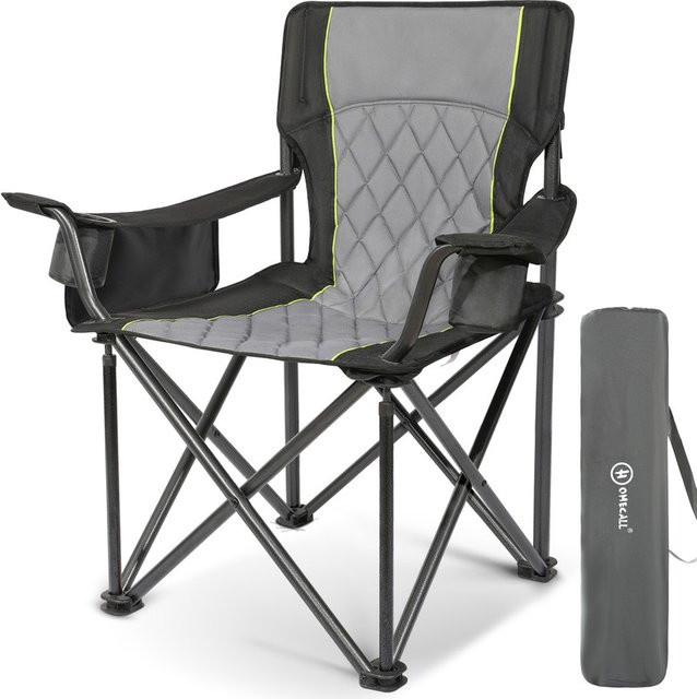 Homecall Campingstuhl XXL Klappstuhl mit 360 Grad Drehsitz und Getränkehalter, Grau, 600D Oxford-Gewebe und Stahl, Belastbar bis 300 kg - Bild 1