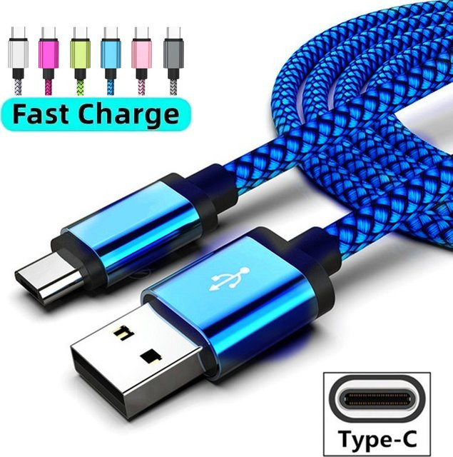 AILEHKUO USB-C Schnellladekabel in Grün mit geflochtenem Nylon für Samsung, Huawei und Xiaomi zur Datenübertragung und zum Laden - Bild 1