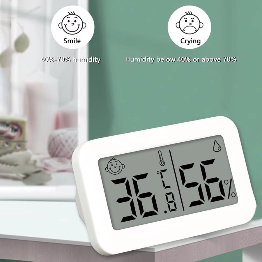 Voktta TJW-01 Mini LCD-Digitalanzeige für Temperatur und Luftfeuchtigkeit in Weiß - Bild 3
