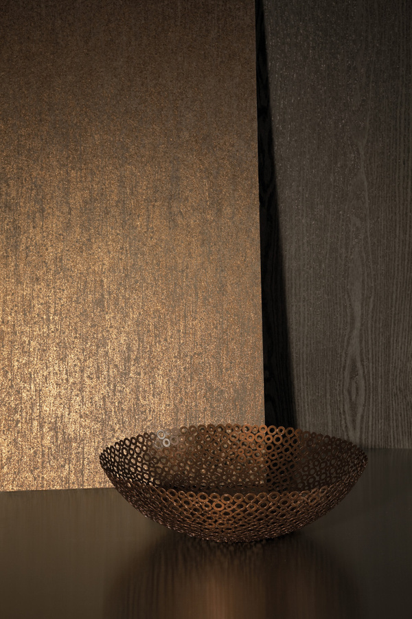 Omexco Tapete KAL4 Kaleidoscope in Braun und Gold mit geometrischem Abstract-Muster aus Vlies - Bild 1