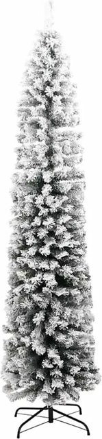 vidaXL Künstlicher Weihnachtsbaum Schlank mit Schnee in Grün und Weiß, Höhe: 210 cm - Bild 1