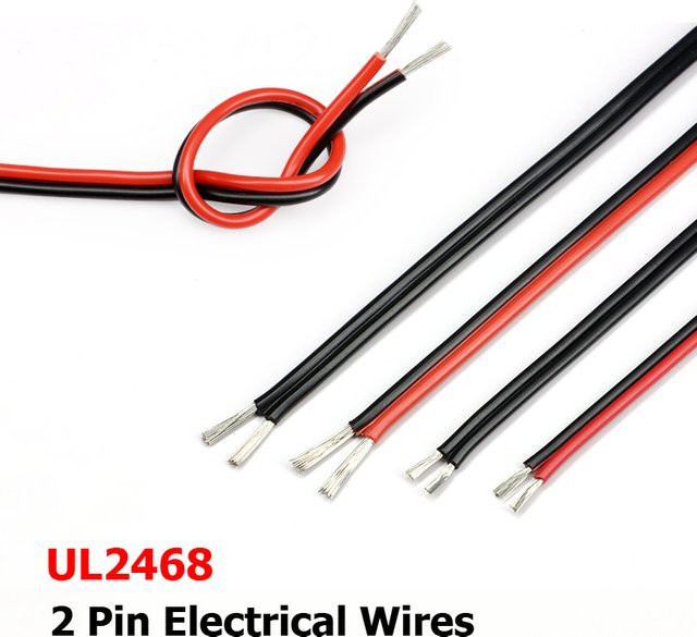 UL2468 PVC-Elektrokabel mit JST-2Pin-Stecker für Car-Audio und LED 12V, Lautsprecherkabel in Rot und Schwarz - Bild 1