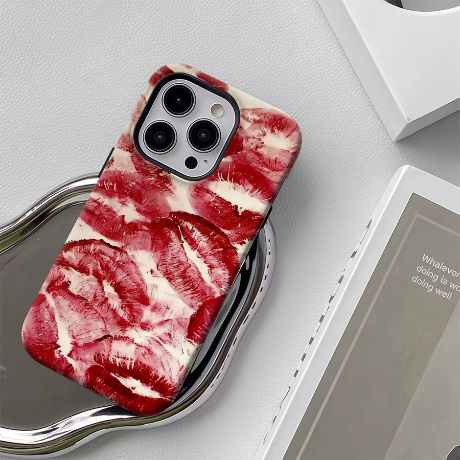 Kiss Imprints Handyhülle für iPhone 17 16 15 14 13 12 11 Pro Max Plus mit doppelschichtiger Rückseite - Bild 5