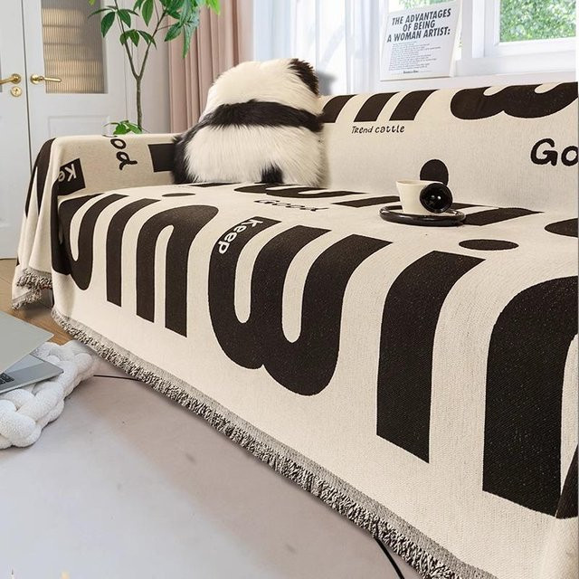 Doppelseitiger Sofabezug aus Chenille und Jacquard, rutschfest und kratzfest, B/T: 180 x 130 cm - Bild 1