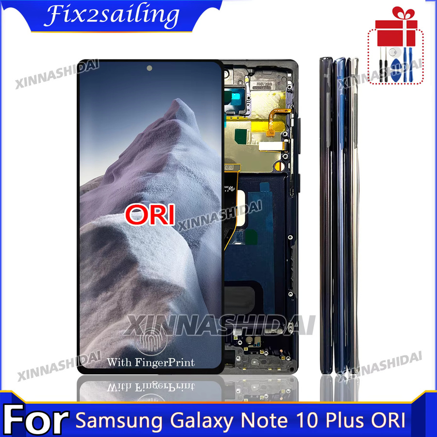 Samsung AMOLED Note 10 Plus LCD-Display mit Touchscreen und Rahmen für N975F in Schwarz oder Blau - Bild 2