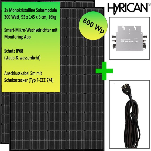 Hyrican Balkonkraftwerk WVC600 in Schwarz/Silber - Bild 1