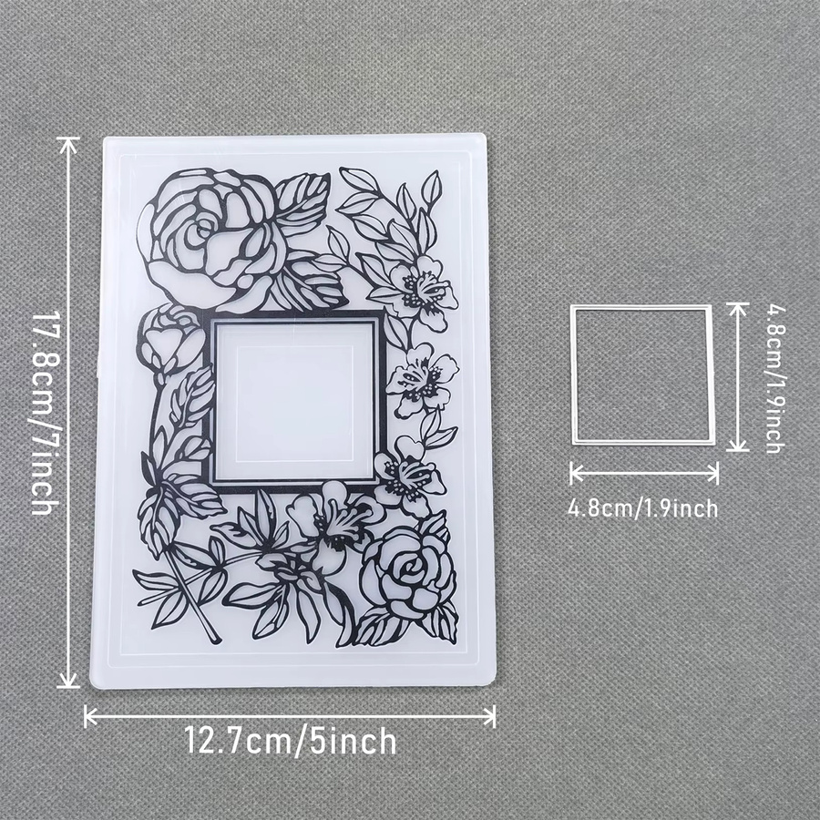 3D-Ordner mit rechteckigem Blumenrahmen und Prägung für DIY-Kunsthandwerk, Fotoalben und Papierkarten - Bild 2