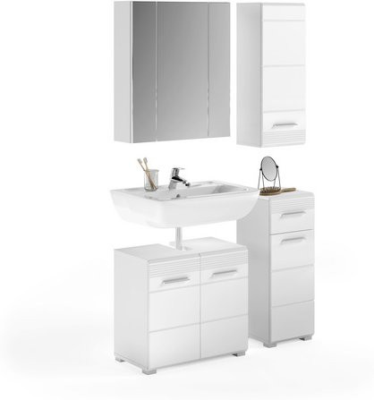 xonox.home Badmöbel-Set Linus, 4-teilig, Hochglanz Weiß, B: 105 cm, H: 182 cm, T: 34 cm - Bild 2