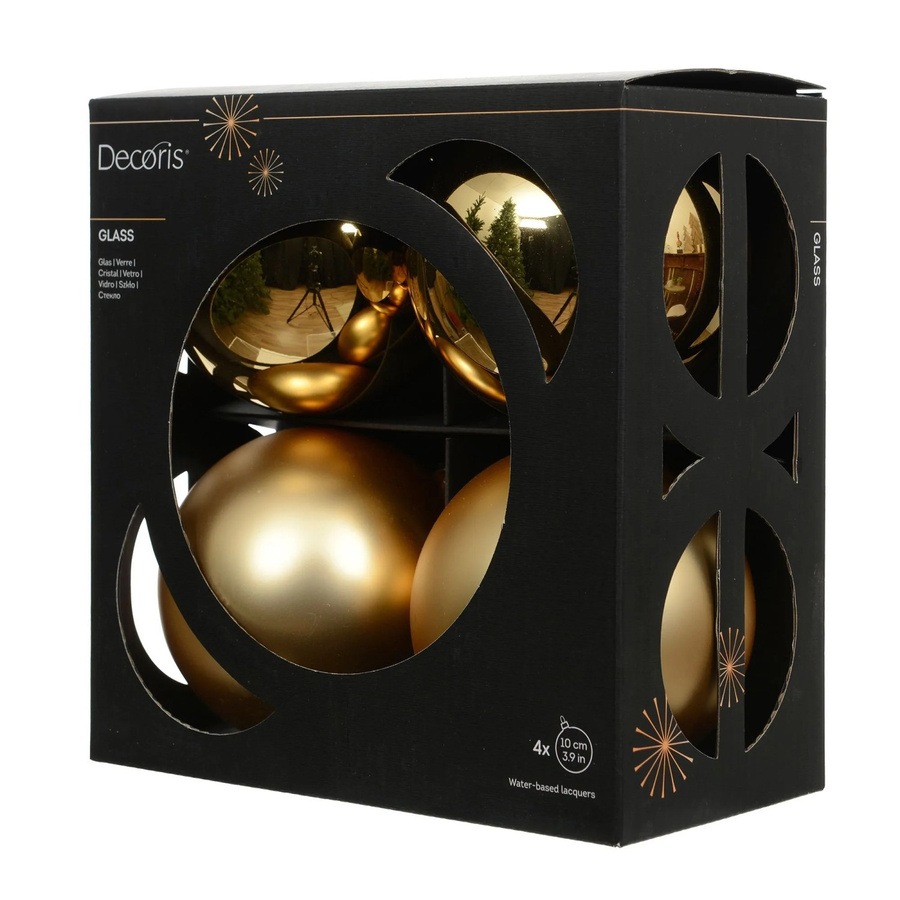 Decoris Weihnachtskugeln aus Glas in Gold, 4er-Set, Durchmesser: 10 cm - Bild 2