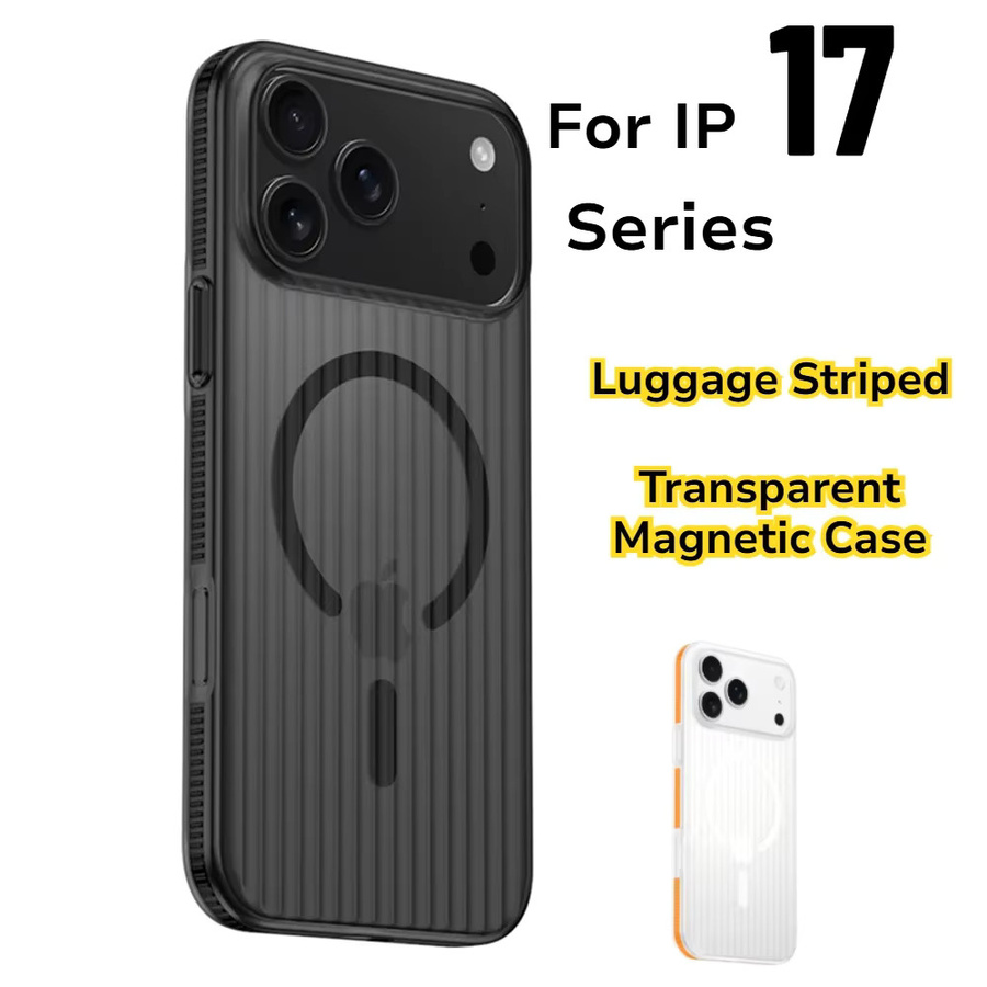 MagSafe Wireless Charging Case mit Gepäckmuster für Apple iPhone 12 bis 17 Pro Max, matte Stoßstange in Schwarz - Bild 1