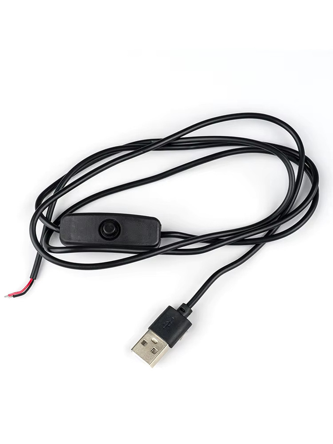 JCD USB auf 2-Core Anschluss Kabel mit 5V Schalter und 2A Netzteil für LED Streifen und Lampen, Schwarz, Länge: 1,5 m - Bild 1