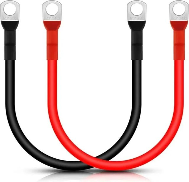 Batterie-Inverter-Kabel-Set 2/4AWG mit Anschlüssen und Ösen, verseiltes Kupferkabel für Solarstrom-Verbindungen, Länge: 30 cm - Bild 1