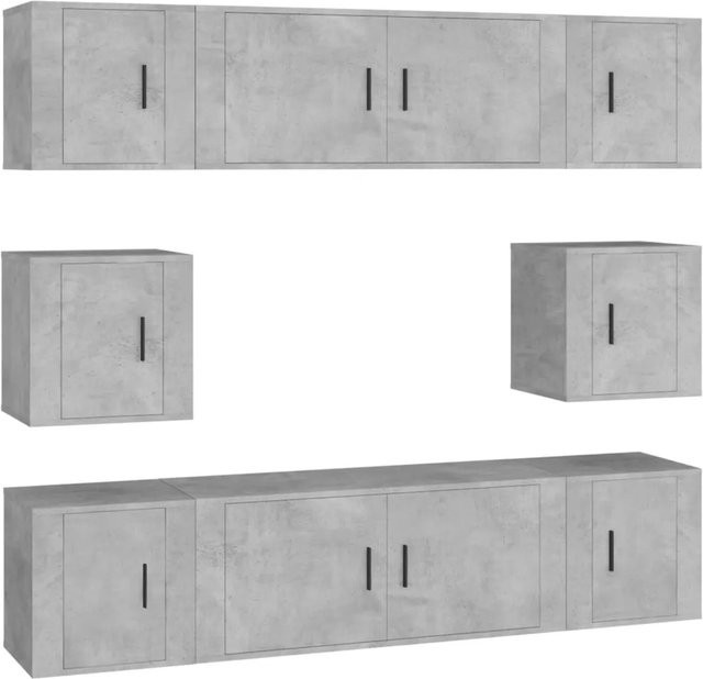 vidaXL 8-teiliges TV-Schrank-Set aus Holzwerkstoff in Betongrau matt für dein Wohnzimmer - Bild 1