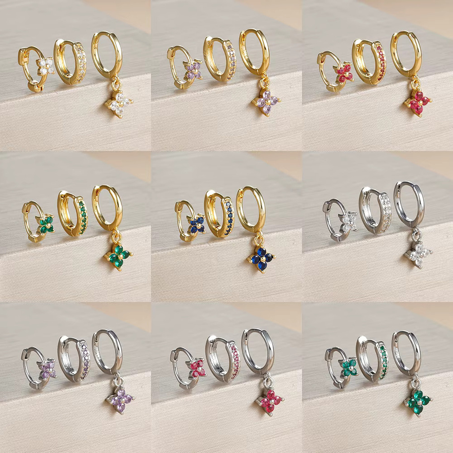 Maodane Hoop Ohrringe Set, Edelstahl, Zirkonia, Gold, Damen - Bild 2
