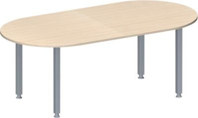 Schäfer Shop Genius Konferenztisch MODENA FLEX, oval, höhenverstellbar, Ahorn/weißaluminium, B: 200 cm, T: 100 cm, H: 72-84 cm - Bild 1