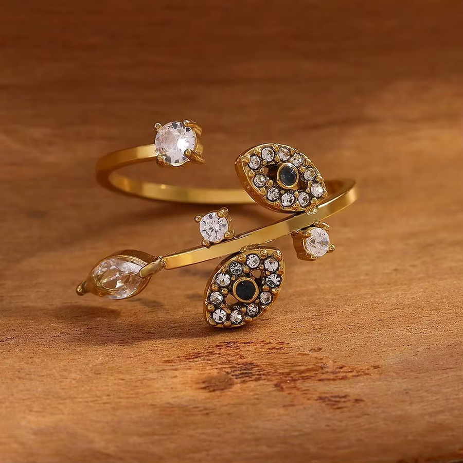 ETCAVCE Ring, Edelstahl, Gold, Zirkonia, Damen - Bild 3