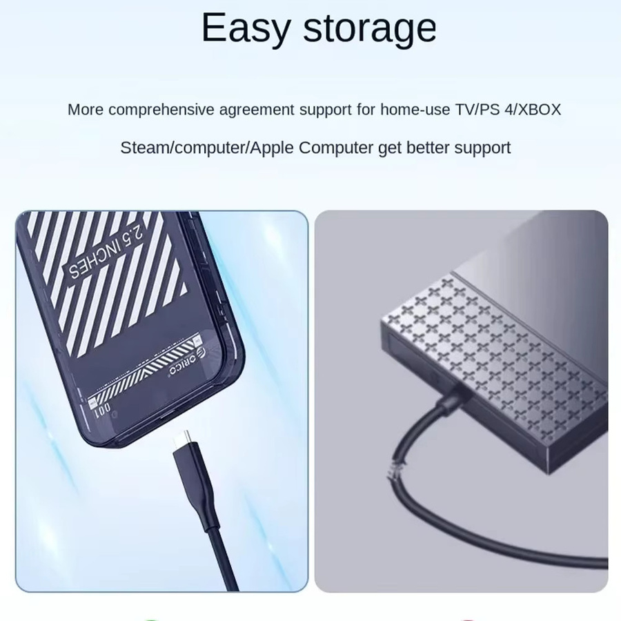 Orico Externes 2,5 Zoll Festplattengehäuse mit USB 3.0 Typ C und SATA 5 Gbit/s für HDD, tragbare Speicherhülle für PC, Laptop und Notebook - Bild 3