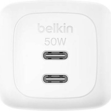 Belkin USB-C Ladegerät 50W mit 2x USB-C Anschlüssen und GaN-Technologie in Weiß - Bild 1