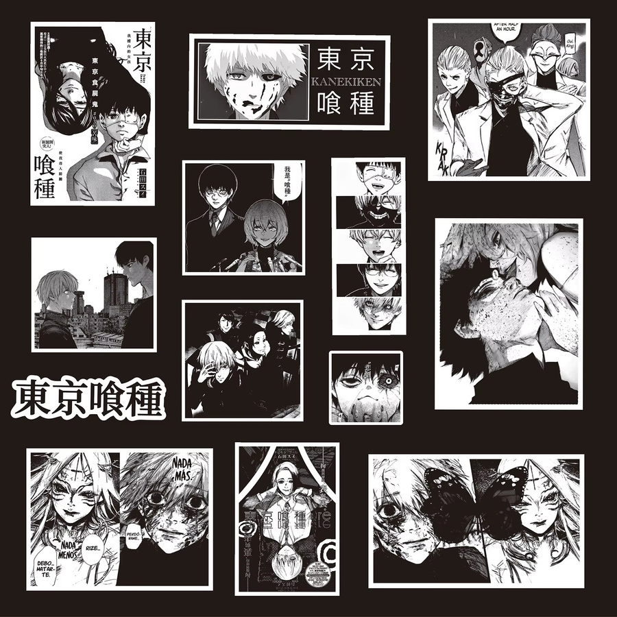 70 Stück Tokyo Ghoul Kaneki Ken Anime Aufkleber in Schwarz und Weiß für Laptop, Koffer und Scrapbooking - Bild 4