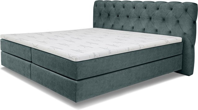 Boxspringbett SANSIBAR LIVING Langeoog in Stoff mit Taschenfederkern, B/T: 200 x 200 cm - Bild 1