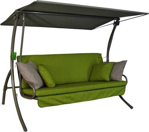 ANGERER FREIZEITMÖBEL Hollywoodschaukel Drift Smart 3-Sitzer mit Auflagen und Sonnendach in Grün und Beige - Bild 1