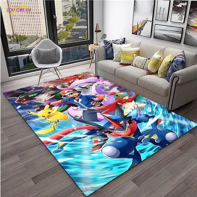 Miniso Pokemon Pikachu Teppich für Kinder, rutschfeste und waschbare Bodenmatte aus Polyester, B: 80 cm, L: 120 cm, Mehrfarbig - Bild 1