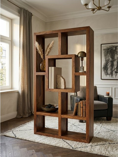 Bücherregal KADIMA DESIGN aus Naturholz in Braun im Landhausstil, B: 90 cm, H: 180 cm - Bild 1