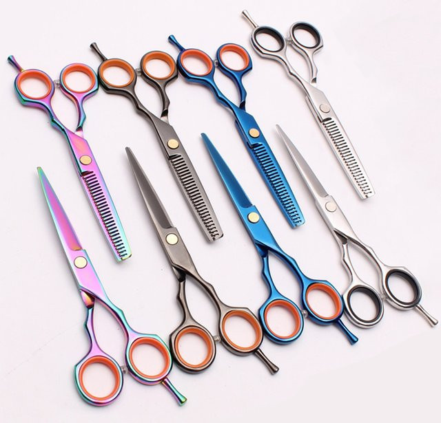DAMBER Profi Friseurschere und Effilierschere Set aus japanischem Stahl für Menschenhaar sowie Haustierpflege, 5.5 Zoll, Mehrfarbig - Bild 1