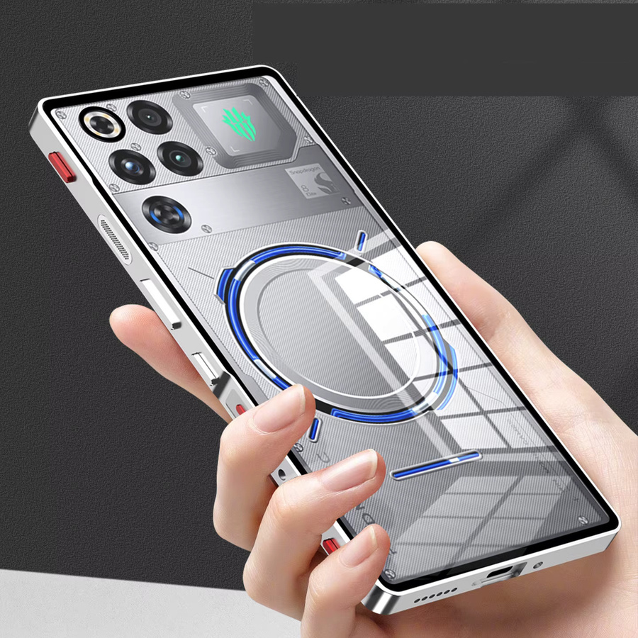 Magnetische Metallrahmenhülle für Nubia Redmagic 11 Pro+, stoßfeste Funda-Coque mit Metall-Acryl-Rückseite, Schwarz - Bild 6
