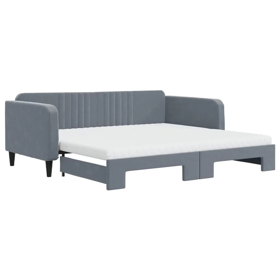 vidaXL Tagesbett ausziehbar mit Matratze in Dunkelgrau aus Samt mit Schlaffunktion B/T/H: 100-120 x 200 x 75 cm - Bild 2