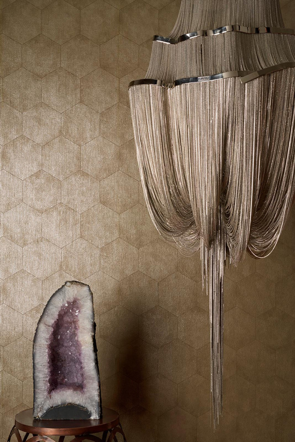 Cole & Son Tapete Mineral Taupe mit geometrischem Abstract-Muster in Beige und Braun aus Vlies - Bild 1