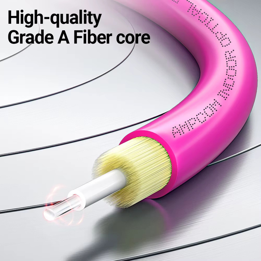 AMPCOM Glasfaser-Patchkabel LC auf LC UPC OM4 Multi-Mode-Duplex in Pink - Bild 3