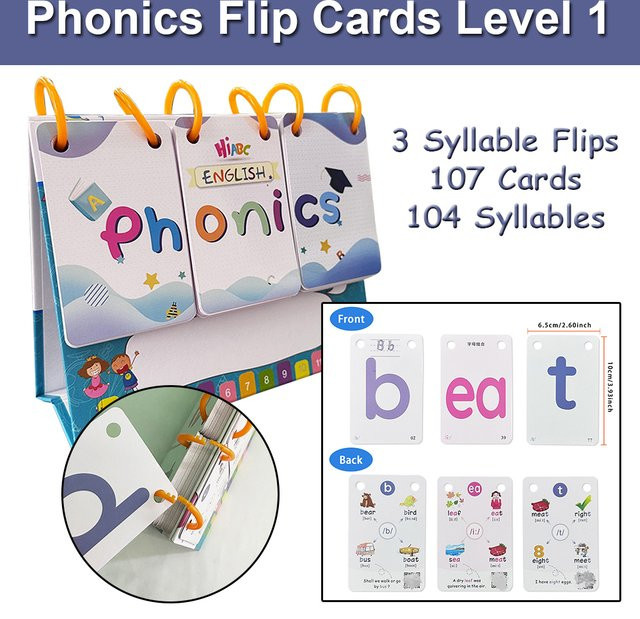 GSF Phonics Karteikarten zum Englisch Lernen mit Rechtschreibung und Vokabeltraining als Desktop-Kalender, Mehrfarbig - Bild 1