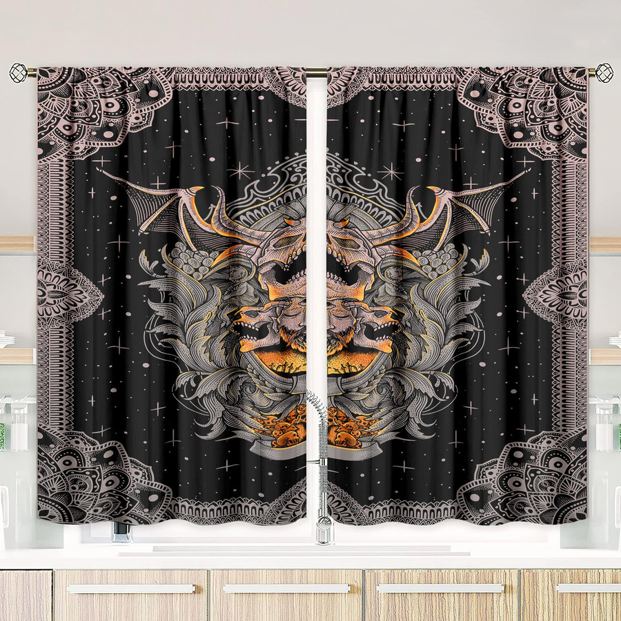 Yiran Furniture Sichtschutzvorhang aus Polyester mit Grafikprint, 2er-Set, semi-transparent, Breite: 76,2 cm, Höhe: 165,1 cm - Bild 2