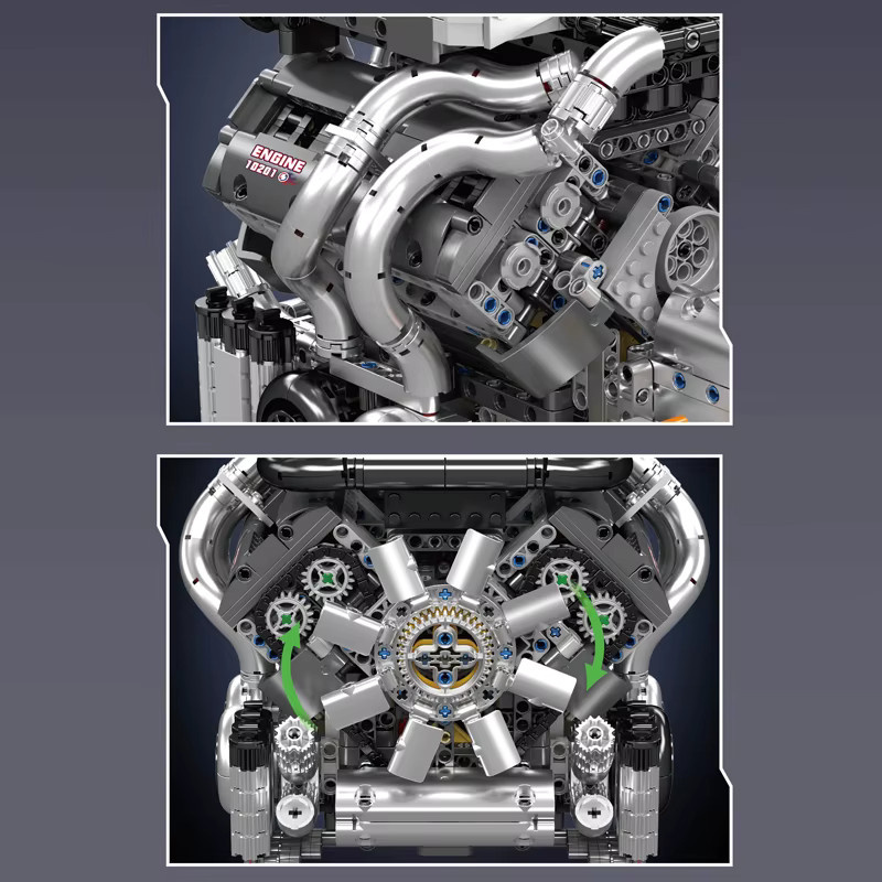 Mould King Der Motorisierte Supersportwagen W16 Motor + Getriebe, Baustein-Set, ab 14 Jahren - Bild 5