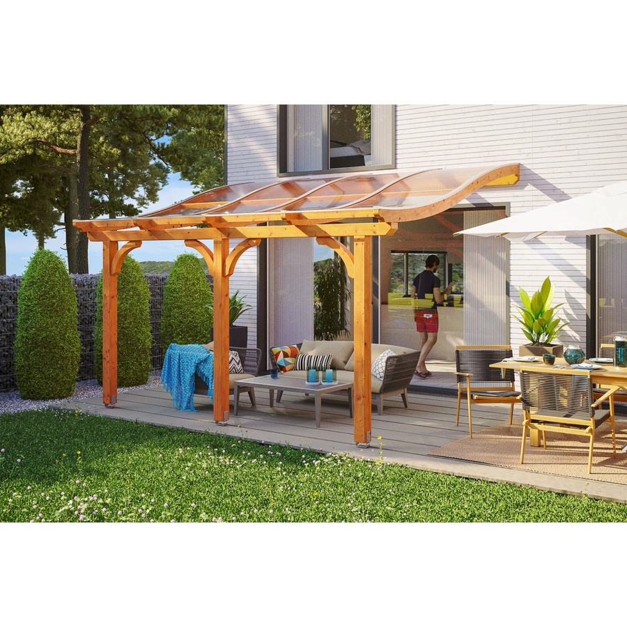 Skan Holz Terrassenüberdachung Venezia aus Leimholz Eiche hell mit Polycarbonat-Dach B/T/H: 434 x 289 cm - Bild 2