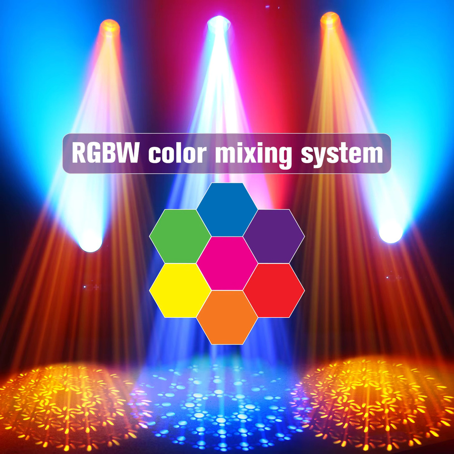 U'King 380W Beam Moving Head Spot mit rotierenden Prismen und Gobos, RGBW LED Bühnenlicht für DJ und Party, Schwarz - Bild 3