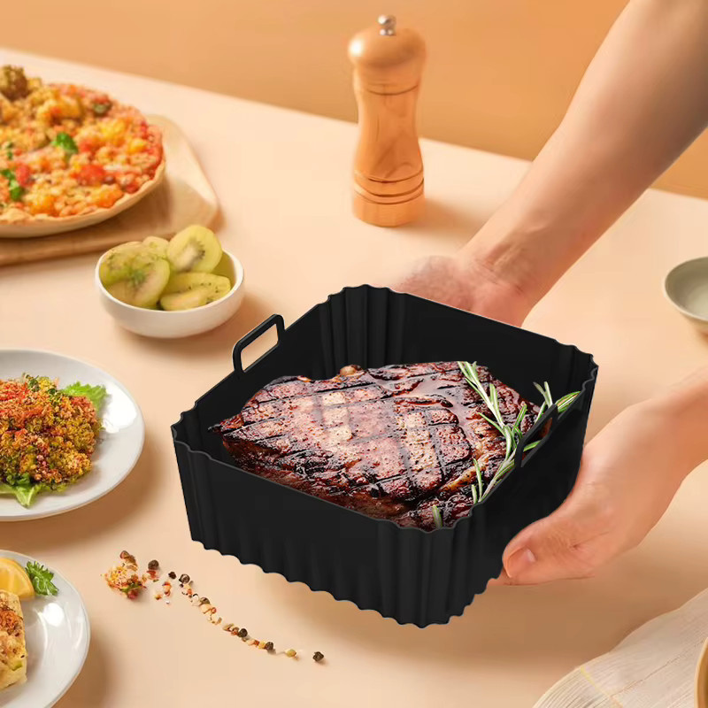 2-teiliges Set Tefal Silikon Luftfritteuse-Einlagen in Schwarz, kompatibel mit Tefal Easy Fryer Dual Basket Ey901840 - Bild 3
