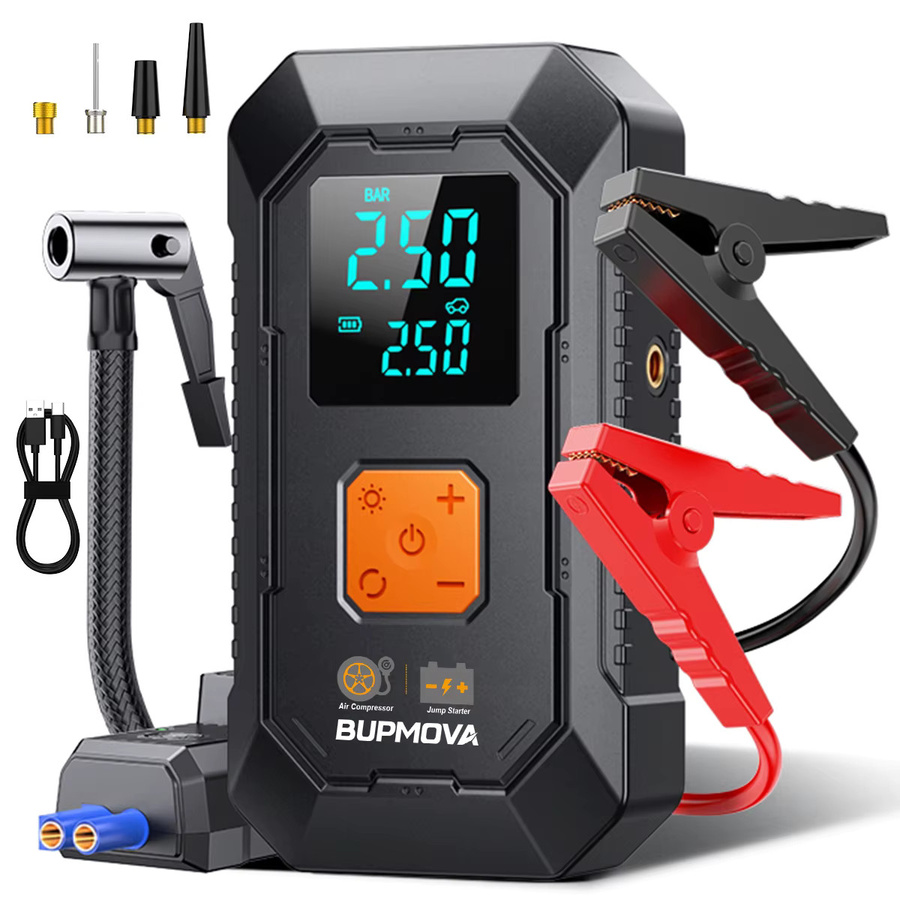BSMOOM 1500A Starthilfe-Powerbank mit integrierter Luftpumpe und 25000 mAh Akku für Benzin- und Dieselmotoren bis 10,0L, Schwarz - Bild 9