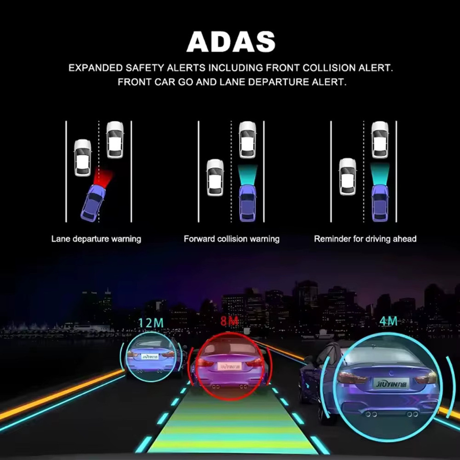 Sherway Dashcam 4K mit Zweikanal-Aufnahme und 2K HDR, 3,69 Zoll IPS Touchscreen, 24H Parküberwachung, ADAS und WIFI App, Schwarz - Bild 3