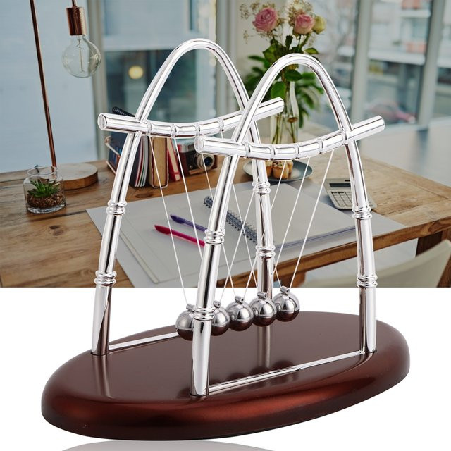 Qiilu Newtons Wiege Physik-Pendel aus Stahl als Deko-Ornament für deinen Schreibtisch - Bild 1