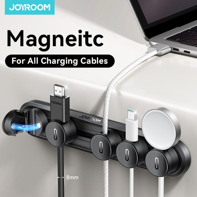 Joyroom 5-in-1 magnetischer Kabel-Organizer JR-ZS588 mit verstellbarer Schiebeschiene und Kabelklemmen in Schwarz - Bild 1