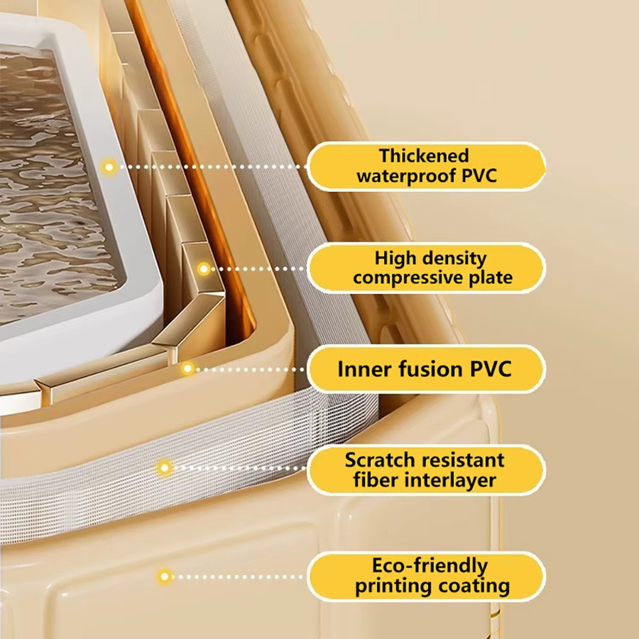 Faltbare Badewanne von YUNMIAN in Beige, tragbare Doppel-Badewanne aus PVC für Erwachsene, 1,5 m Länge - Bild 3