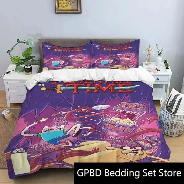 Adventure Time Bettwäsche Set mit Cartoon-Motiv von Lodestar, Mikrofaser, Mehrfarbig, B/H: 173 x 218 cm - Bild 1