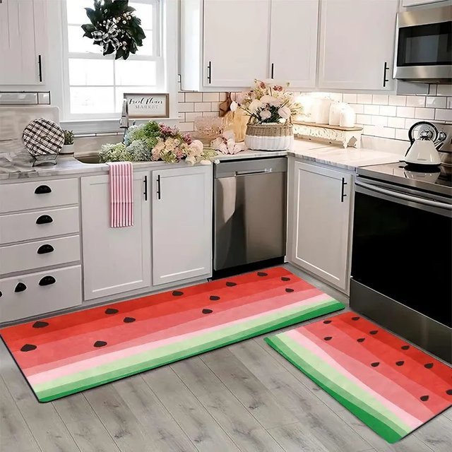 VIKAMA Küchenteppich mit Wassermelonen-Design, bunte Bodenmatte für Küche, Flur und Schlafzimmer - Bild 1