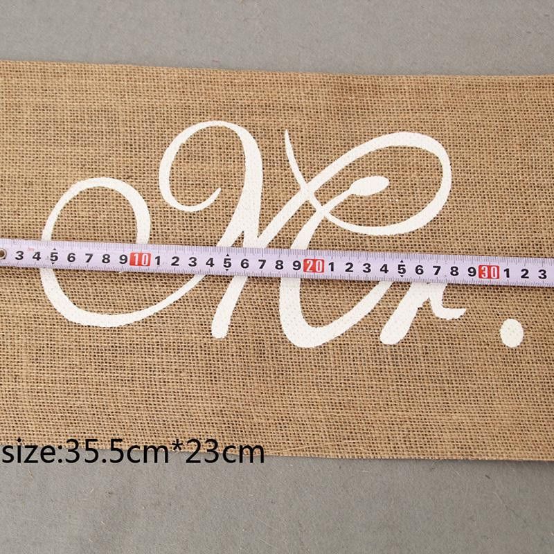 CAOWJiBrother Set aus 2 Jute-Schleifen Mr. & Mrs. in Beige für rustikale Hochzeitsfeiern - Bild 2