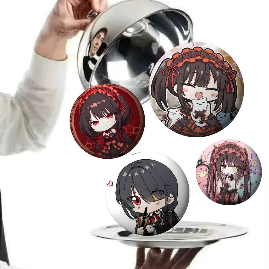 Bilibili Brosche, Cartoon K-Kurumi T-Tokisaki, Runde Anstecknadel - Bild 2
