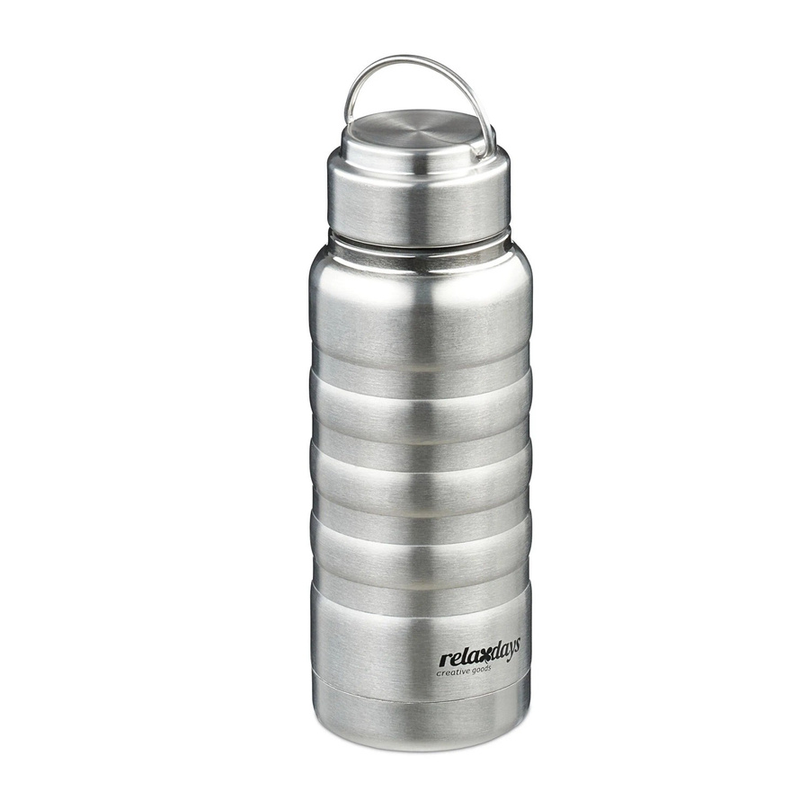 Relaxdays Isoliertrinkflasche aus Edelstahl in Silber, vakuumisoliert und auslaufsicher mit Schraubdeckel, 400 ml - Bild 2