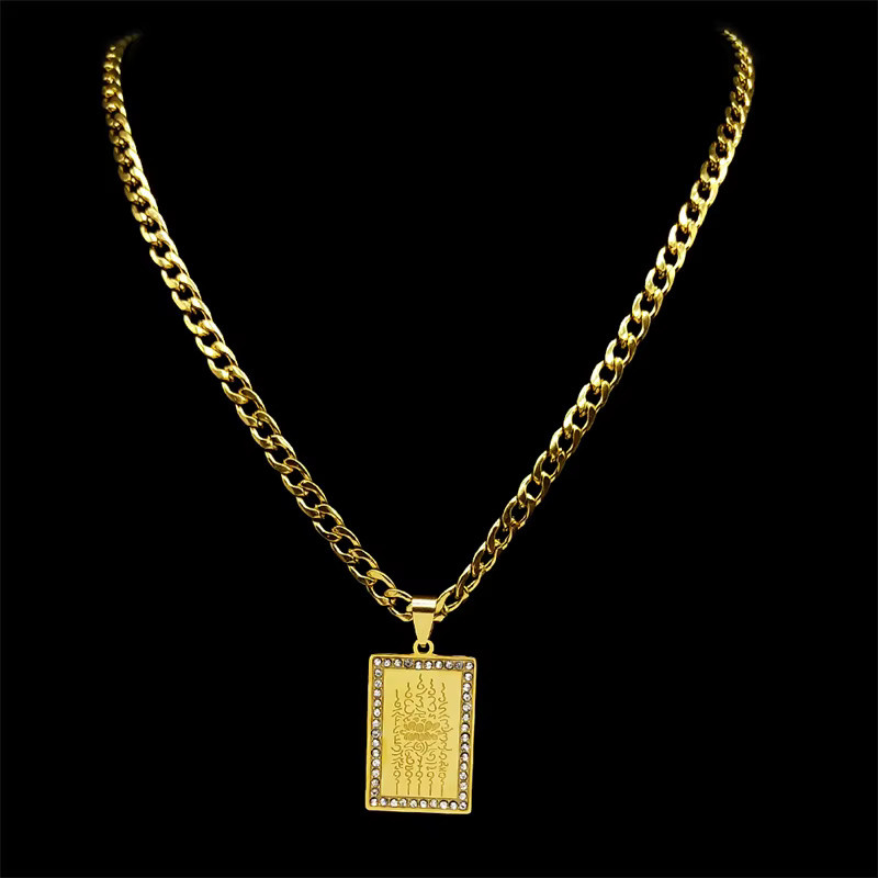 JYTF Anhänger Halskette, Edelstahl, Gold, Lotus, Unisex - Bild 1