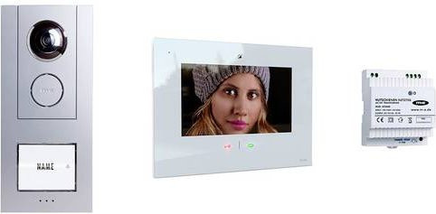 M-e modern-electronics VD ALU 6109 Video-Türsprechanlage Komplett-Set in Weiß glänzend und Silber - Bild 1